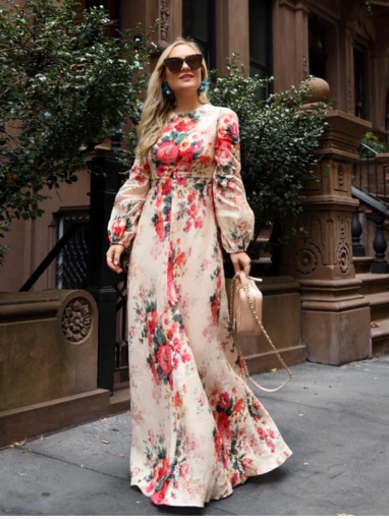 Like New Zimmermann Laelia Floral Maxi Dress In Cream With Red Blooms